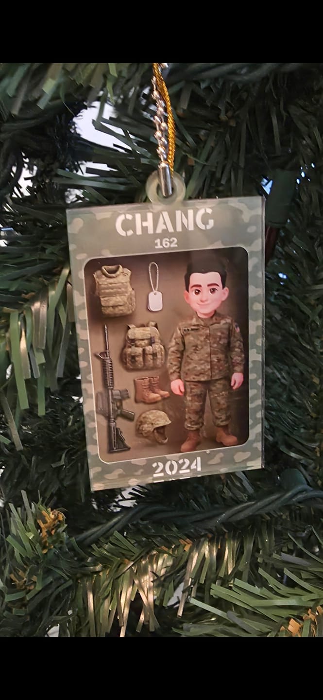 Customer photo review of Military Action Figure - Personalized Acrylic Ornament - Special Gift For The Military