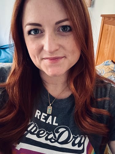 Customer photo review of The Empress - Tarot Card 18k Dainty Necklace with Blue Enamel