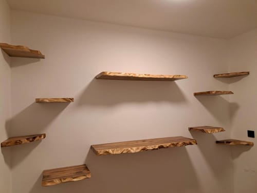 Customer photo review of Rustic Corner Wall Shelves – Natural Live Edge Wood Floating Shelf for Candles and Plants