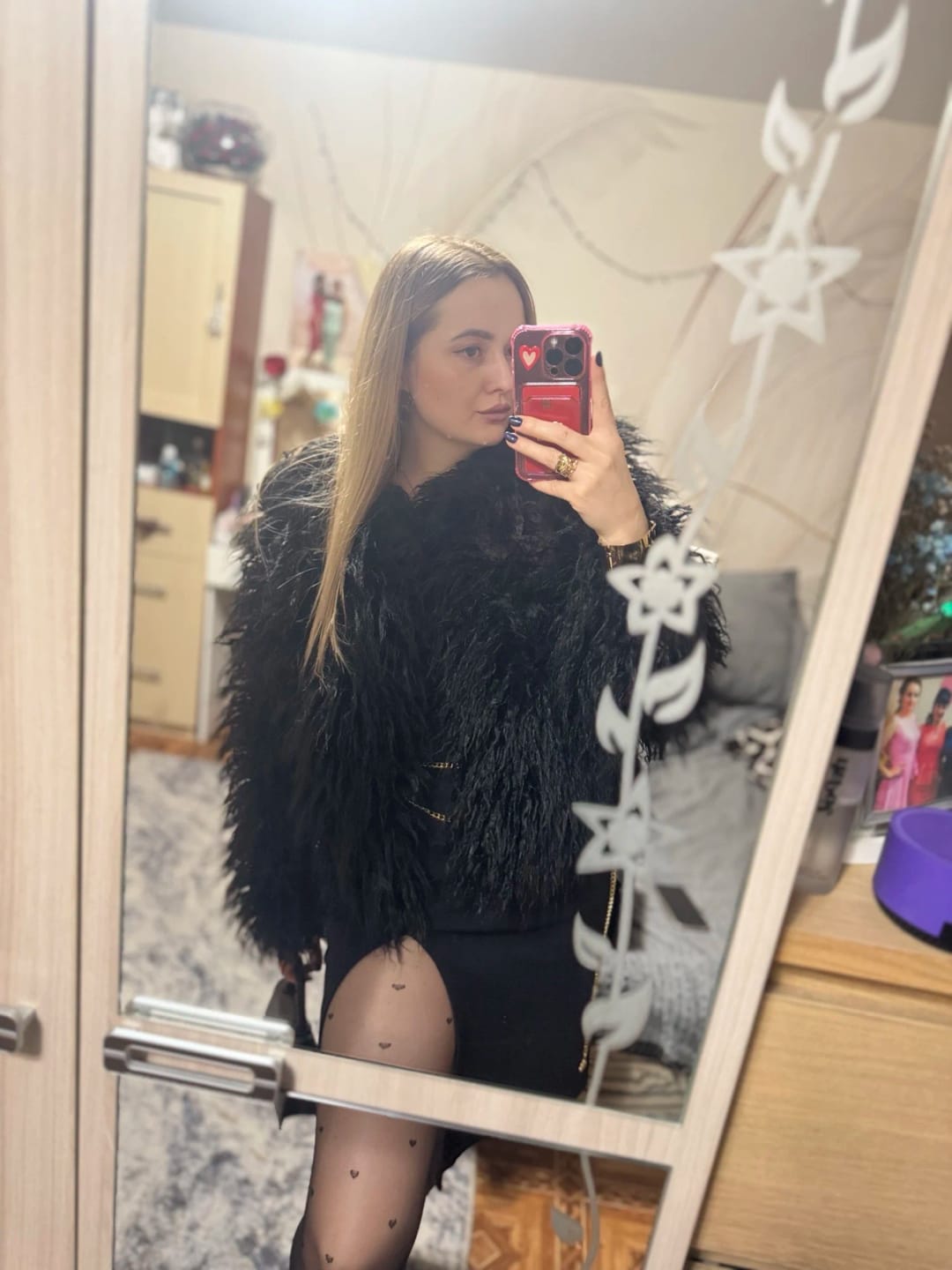 Customer photo review of Elsie Fluffy Cropped Faux Fur Coat