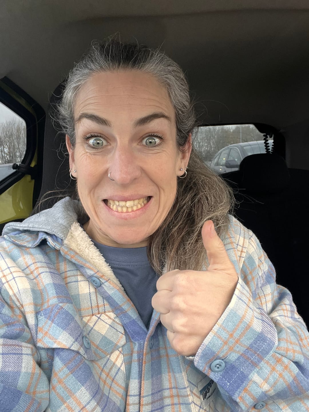 Customer photo review of Hooded Blue & Beige Flannel Shirt