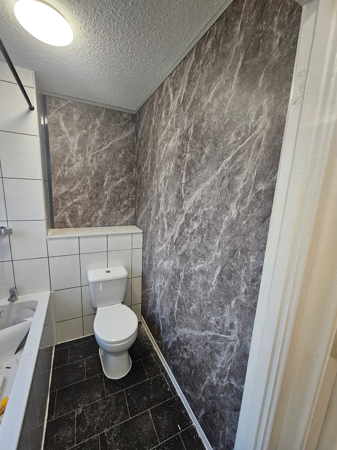 Customer photo review of 10mm Dark Grey Marble Matt Shower Panel 1M x 2.4M