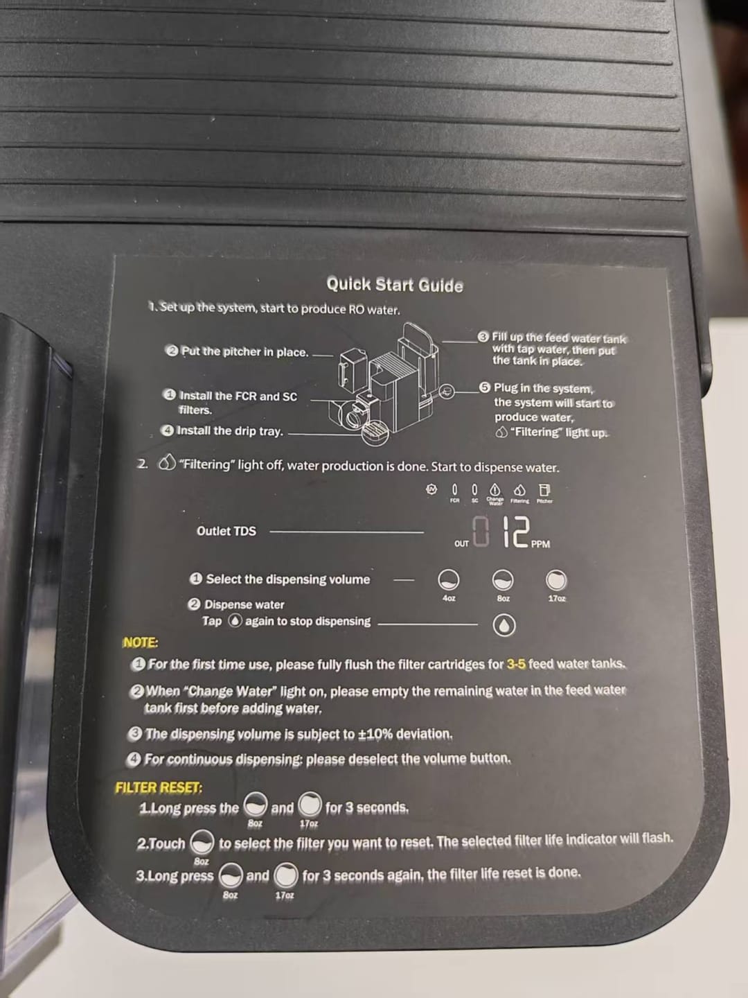 Customer photo review of Frizzlife WB99 Countertop RO System, Alkaline Water Filter with Pitcher, NSF/ANSI 58 Certified, No Installation