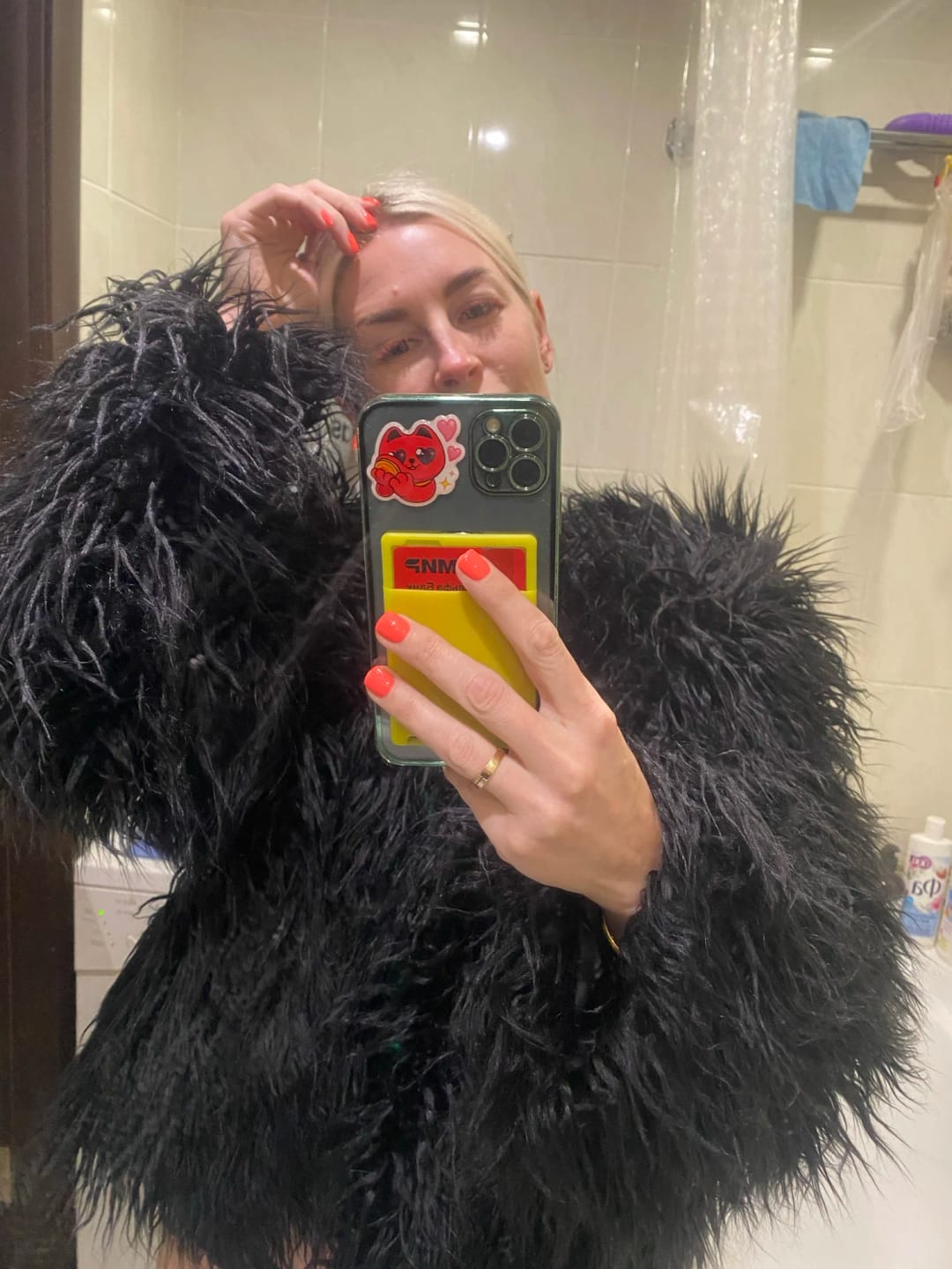 Customer photo review of Elsie Fluffy Cropped Faux Fur Coat