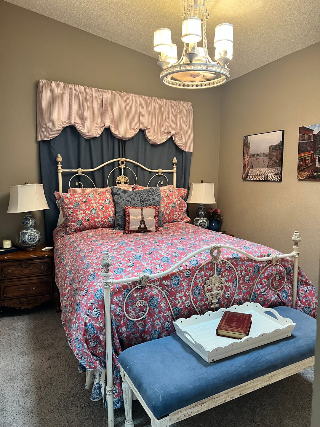 Customer photo review of Tie-Up Valance in Classic Pompeian Dark Red Ticking Stripe on White