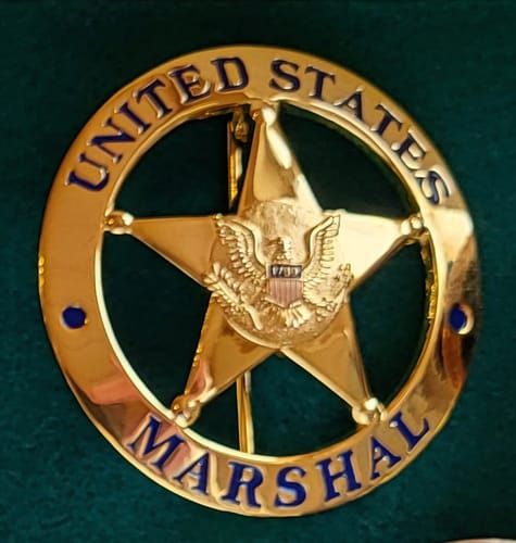 Customer photo review of US Federal Court Law Enforcement Marshal Gold Badge Replica Movie Props