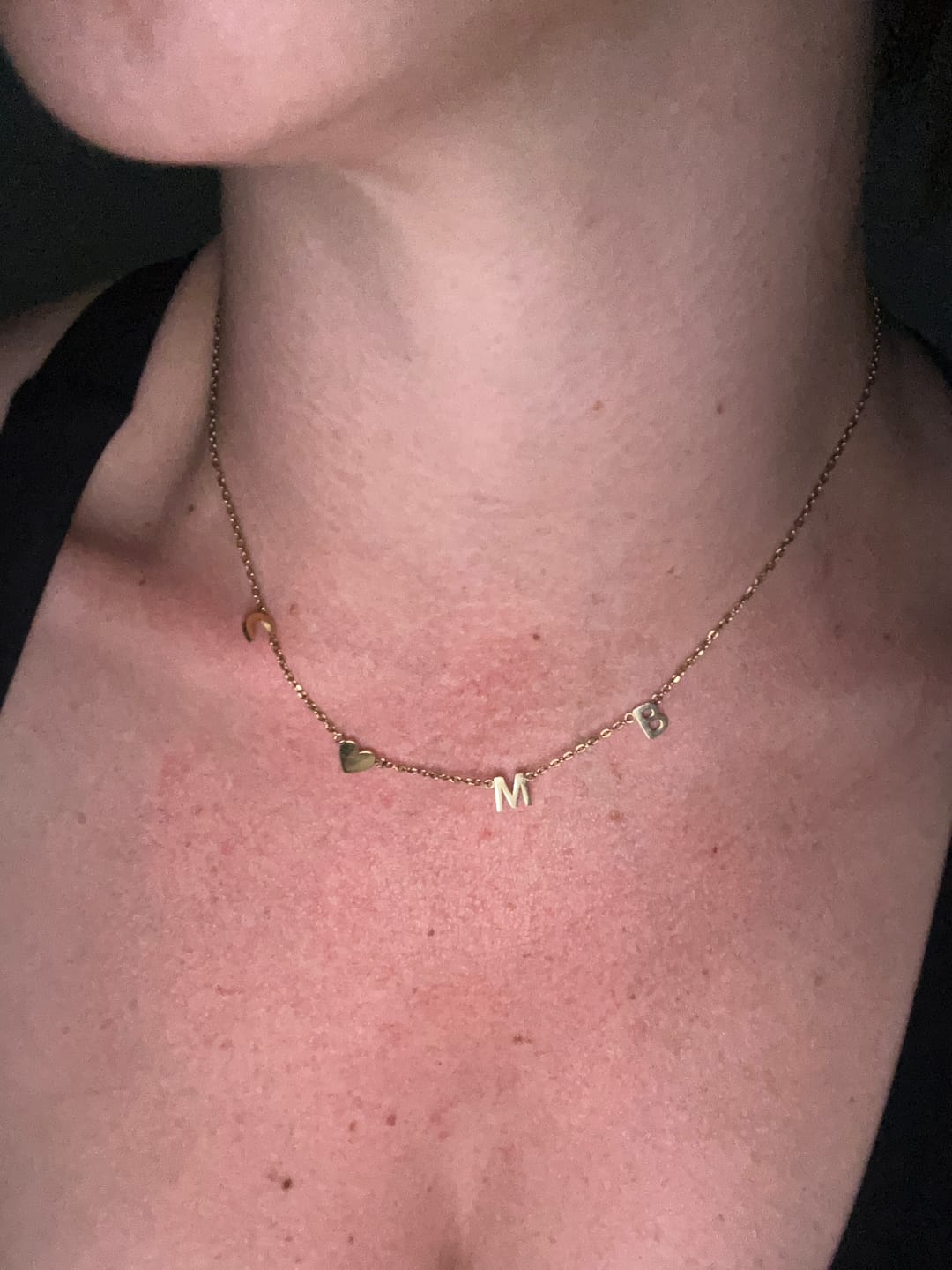 Customer photo review of The Original A-Z Initial Letter Necklace Gold