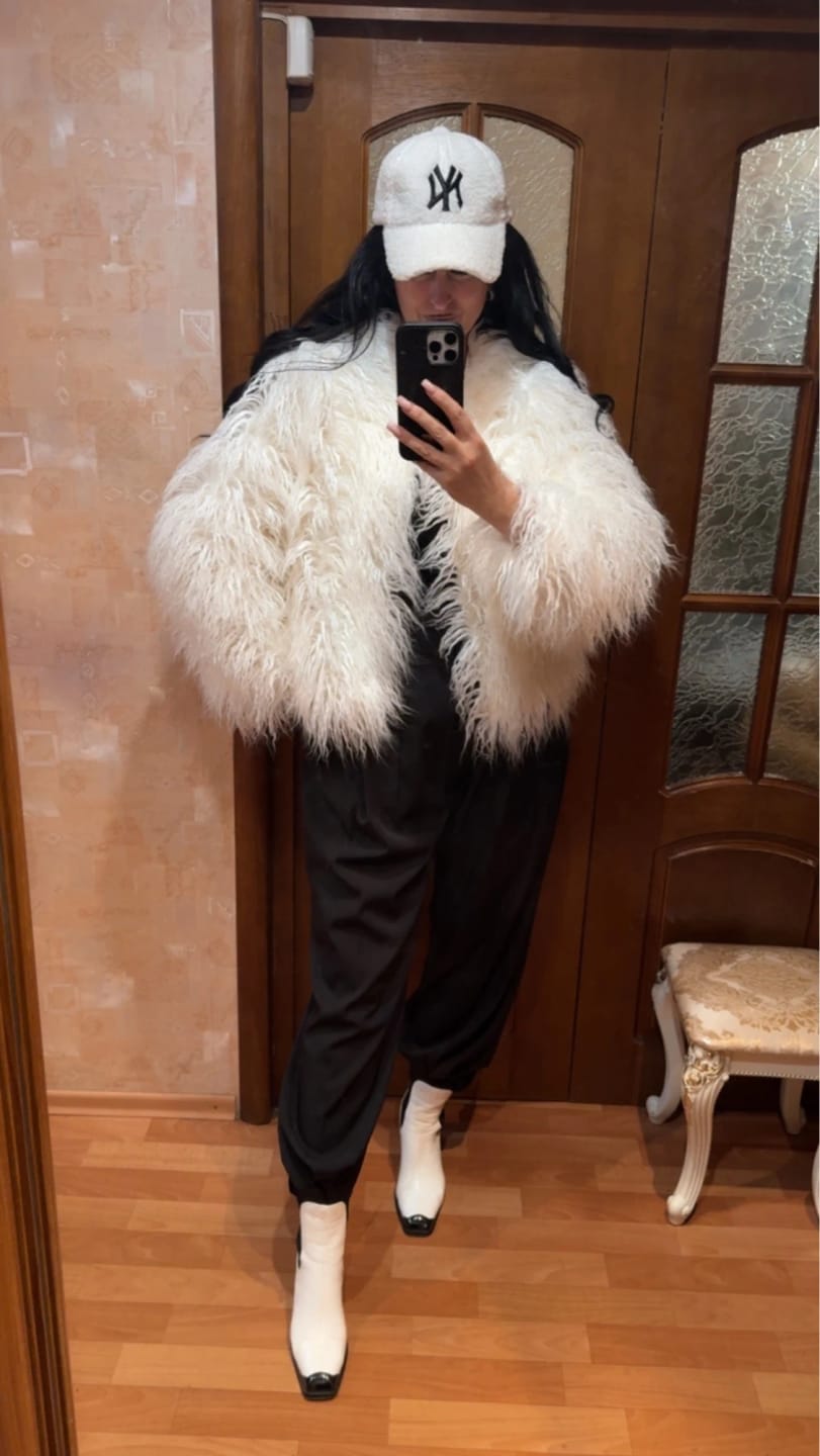 Customer photo review of Elsie Fluffy Cropped Faux Fur Coat