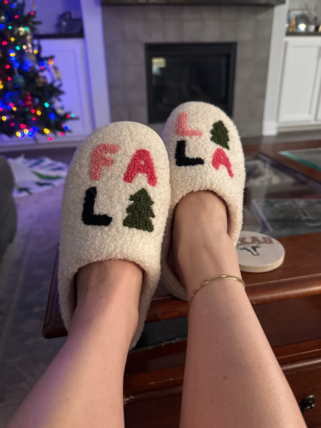 Customer photo review of Falalala Christmas Slippers