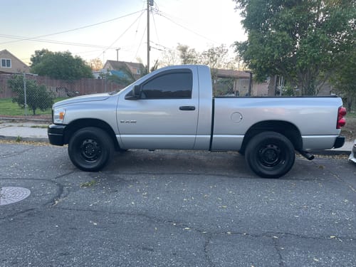 Customer's silver Dodge Ram after installing the 3" Front Leveling Lift Kit, showing its newly leveled stance.