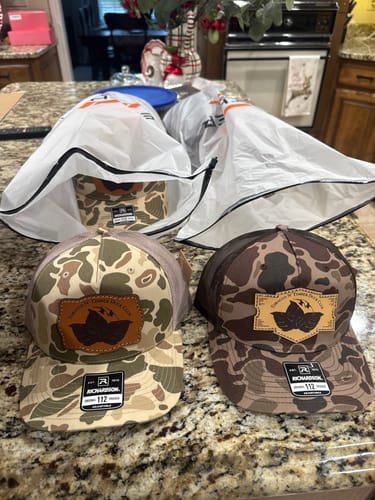 Customer photo review of Custom Leather Patch Hats Richardson CAMO Laser Engraved