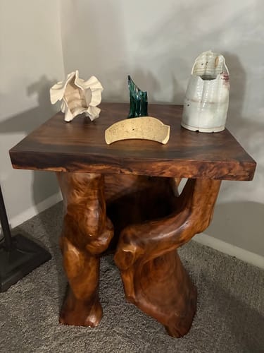 Customer photo review of Rustic Corner Wall Shelves – Natural Live Edge Wood Floating Shelf for Candles and Plants