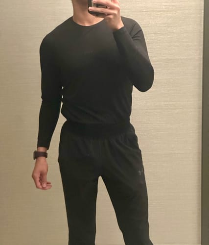 Customer photo review of Essentials Long Sleeve Athletic Fitted Tee