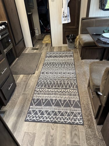 Customer photo review of Chelsea Tribal Aztec Dark Grey Washable Rug