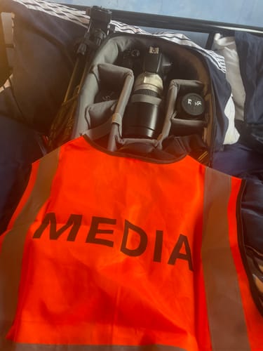 Customer photo review of NORTHBORDERS Hi-Vis Media Vest