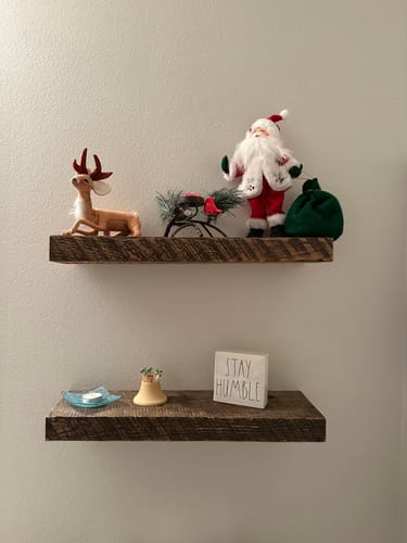 Customer photo review of RECLAIMED WOOD FLOATING SHELVES