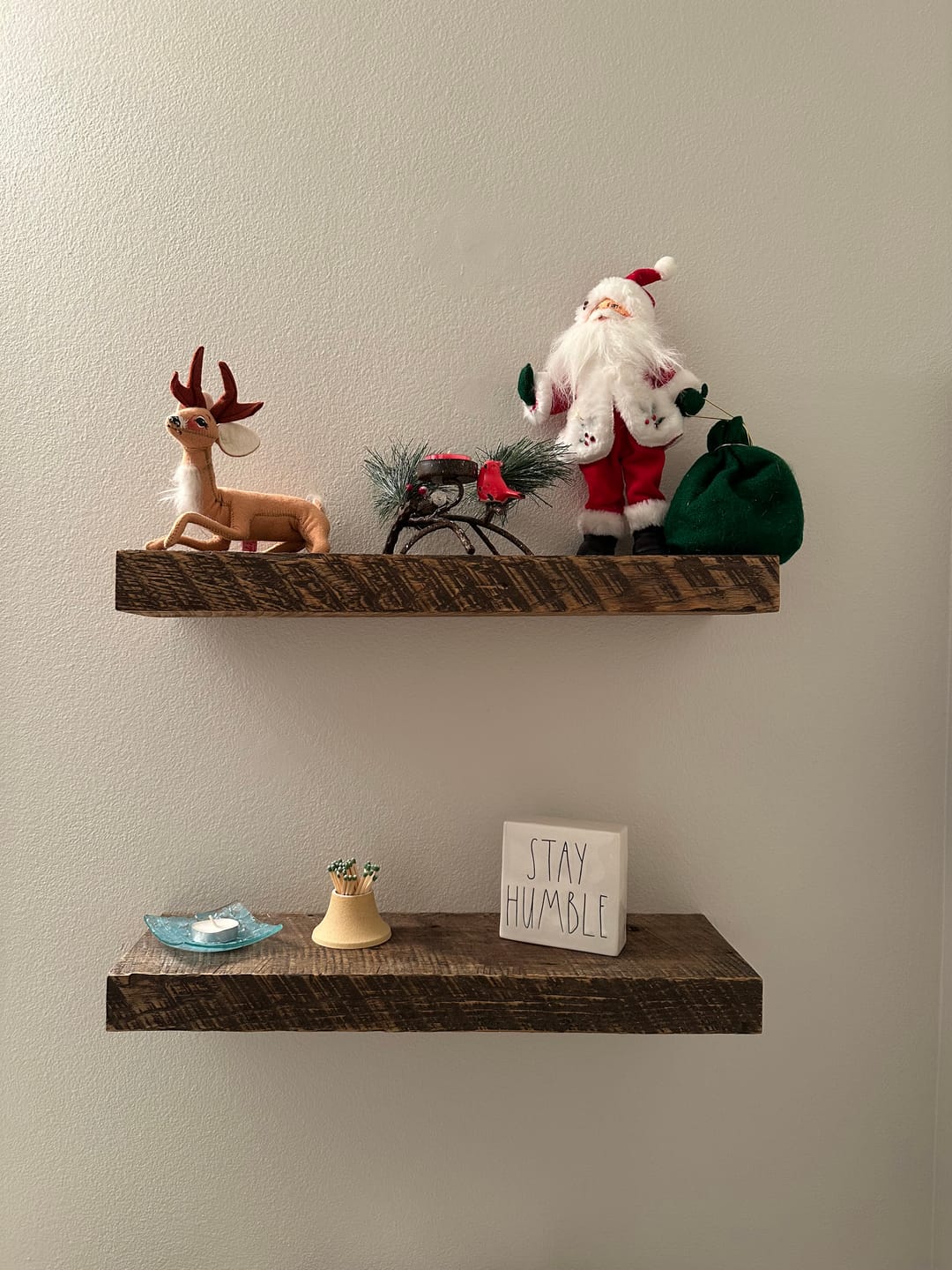 Customer photo review of RECLAIMED WOOD FLOATING SHELVES