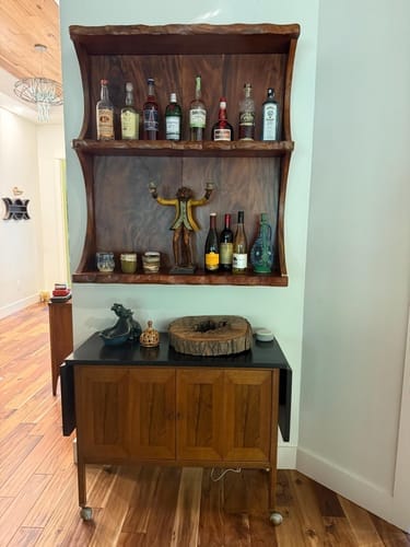 Customer photo review of Rustic Corner Wall Shelves – Natural Live Edge Wood Floating Shelf for Candles and Plants