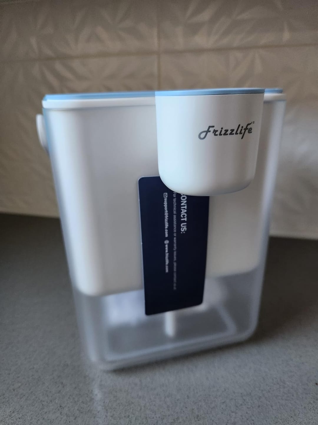 Customer photo review of Frizzlife 400-Gallon Electric Water Filter Dispenser with 2 Filters (8-Stage Filtration),Reduce 99.89% of Lead,6 Months Rechargeable Water Pitcher, BPA-Free Instant Countertop Water Filter System,MD40
