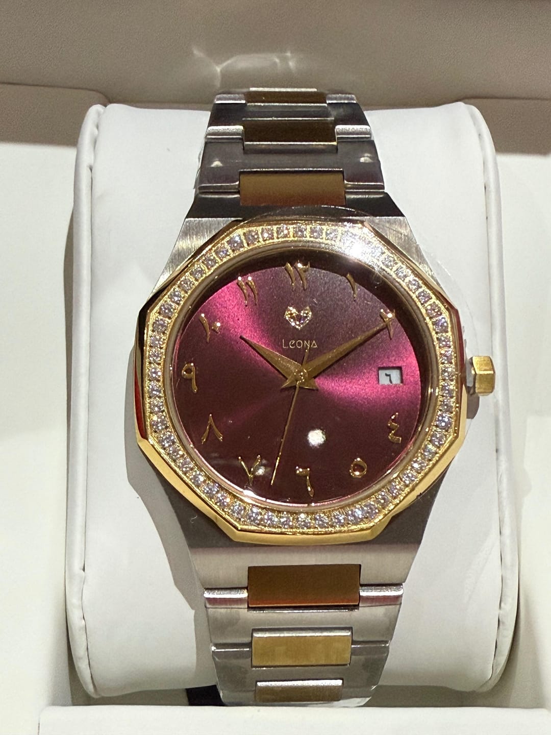 Customer photo review of Marquise (Burgundy Red) – Full Steel, Japanese Movement, Waterproof, Gold Plated