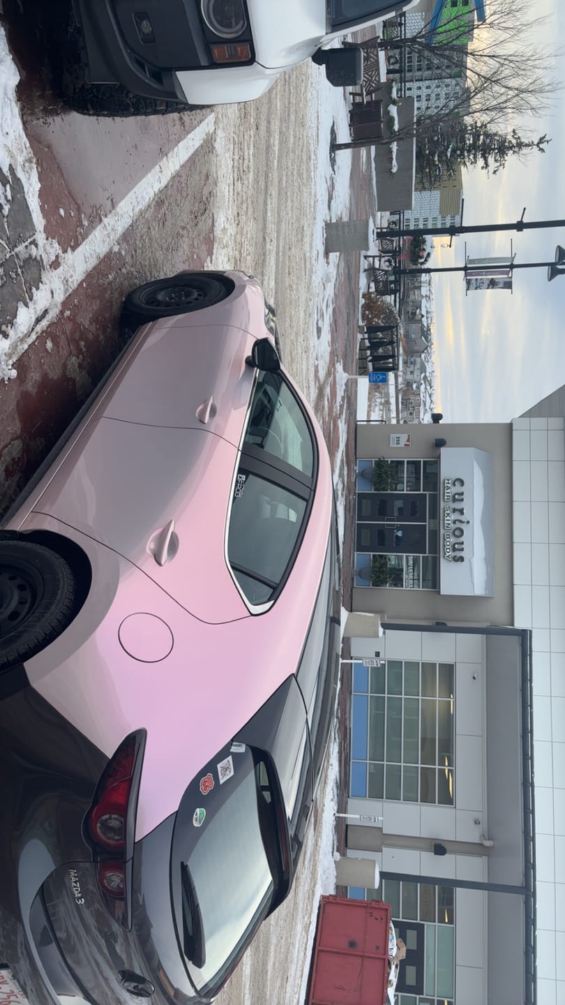 Customer photo review of Candy Metallic Pink White Vinyl Wrap