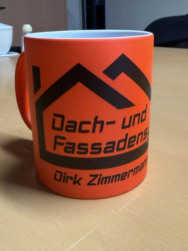 Customer photo review of Neon-Tasse Becher Keramik Tasse mit Logo bedruckt 325ml Firmenlogo