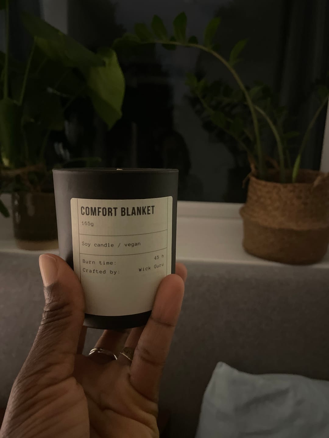 Customer photo review of Comfort Blanket Candle | Bergamot + Lavender + Musk