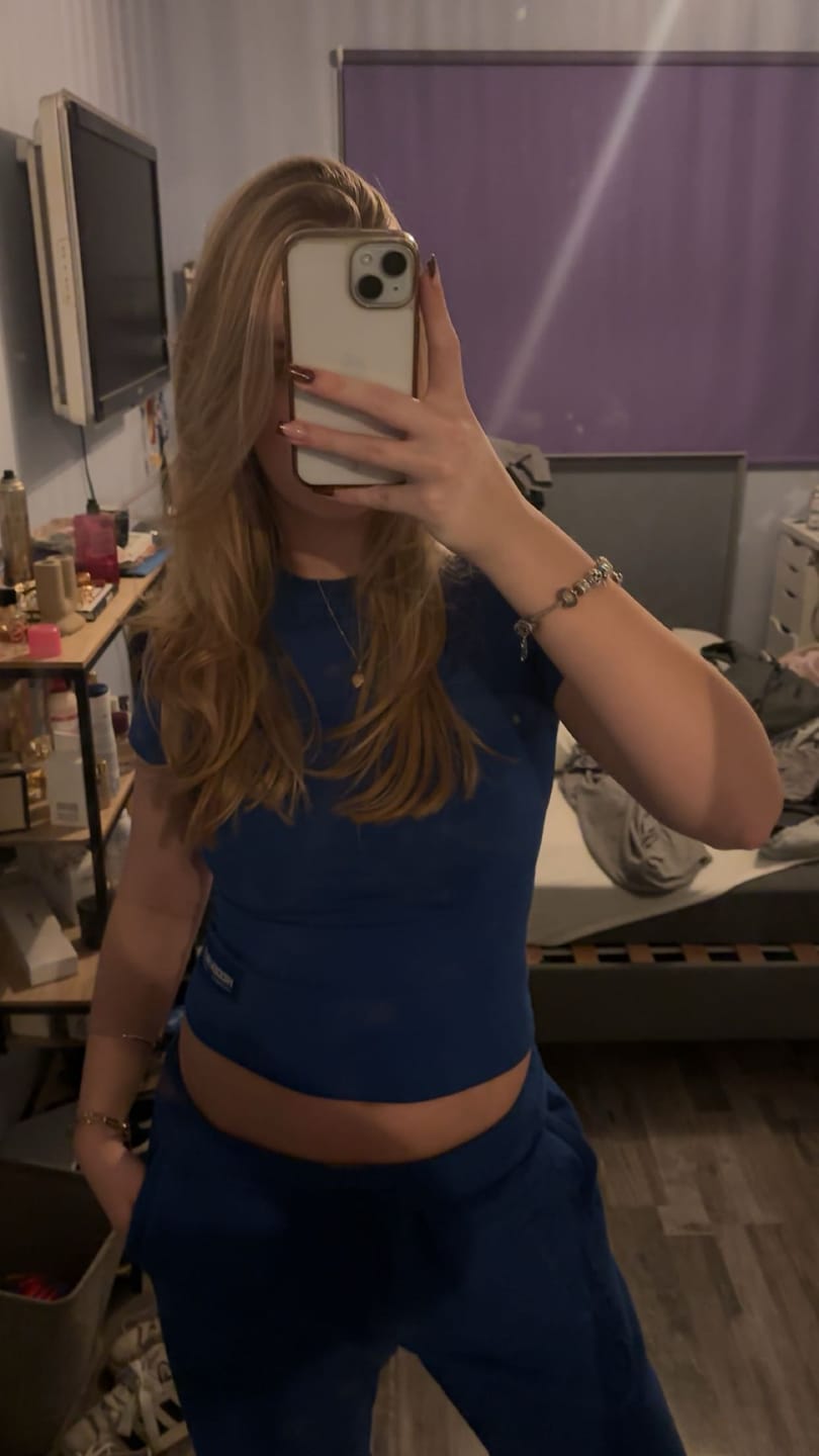 Customer photo review of EMBOSSED STRAIGHT LEG SWEATPANTS ROYAL BLUE