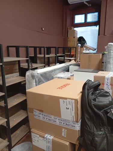 Customer photo review of Μεγάλη Βιβλιοθήκη Ράφι για Σαλόνι Γραφείο 24 x 158 x 166 cm, Δρυς με Μπλε Grain LL-S107B60