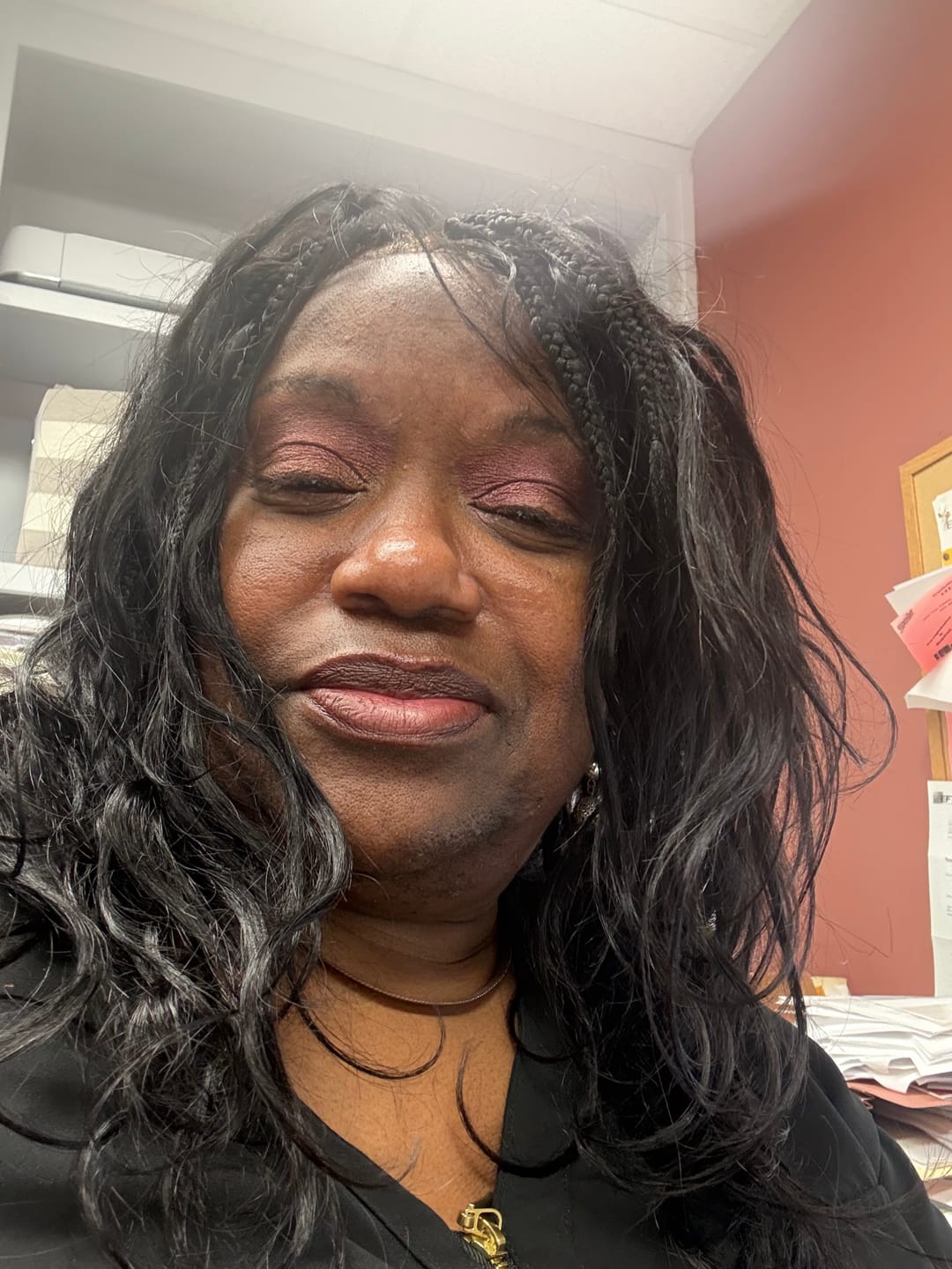 Customer photo review of Michelle - Salon-Style Glueless Miracle Braided Wig Pre-Bleached Swiss HD Full Lace Boho Box Braids Bora Bora Human Hair Body Wave Curls