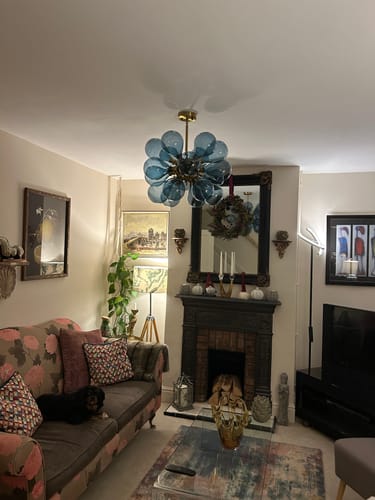 Customer photo review of Modern Blue Frosted Glass Bubble Sputnik Chandelier