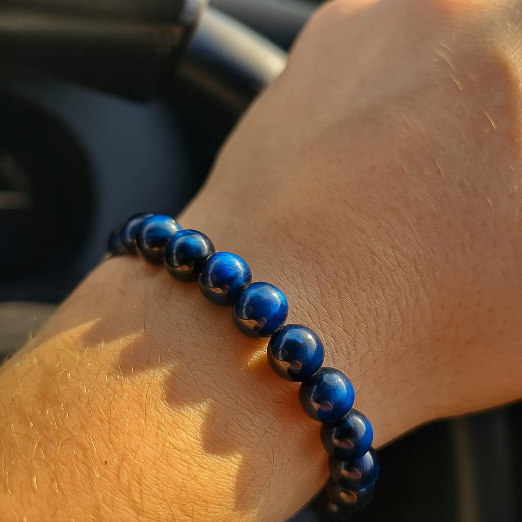 Customer photo review of Blue Tiger Eye Crystal Bracelet — Premium Hawk's Eye Stone for Focus & Insight, Vastu Remedy By Vastu Mandir