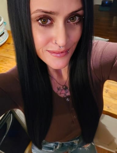 Customer photo review of Virgin Genius Weft Hair Extensions Jet Black #1