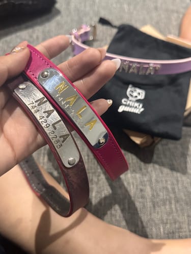 Customer photo review of Collar de Identificación Personalizado Hot Pink