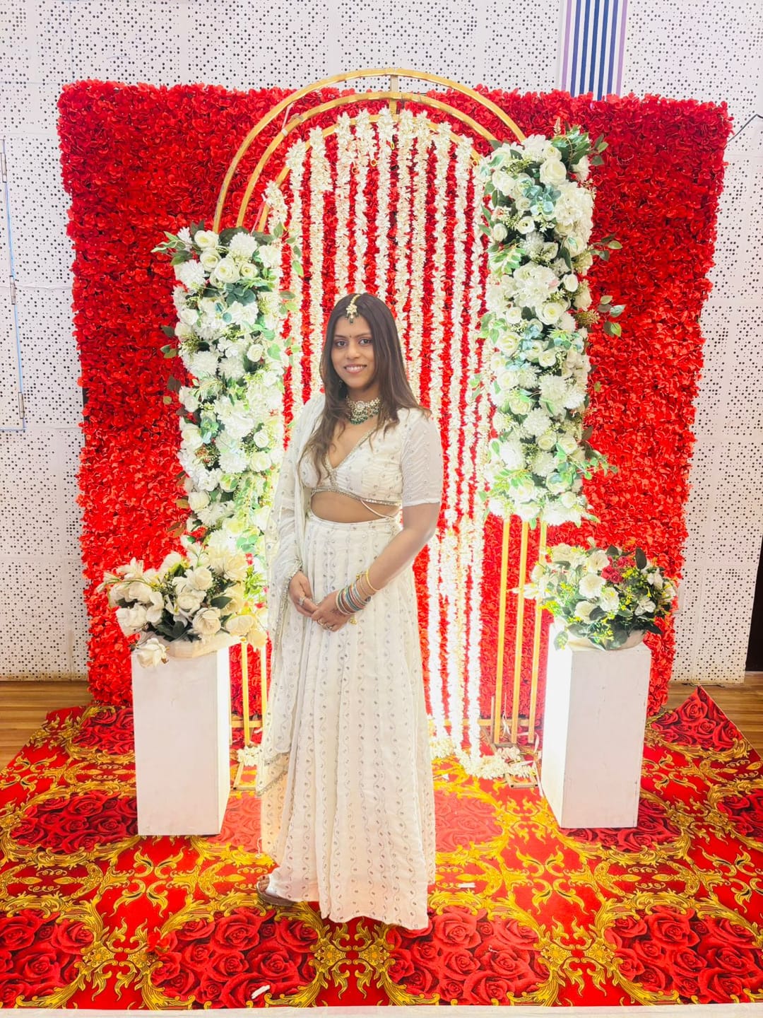 Customer photo review of Astoria Ivory Mirror Work Lehenga Set