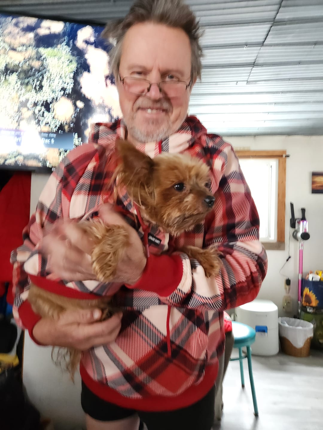 Customer photo review of Red Plaid Human Hoodie