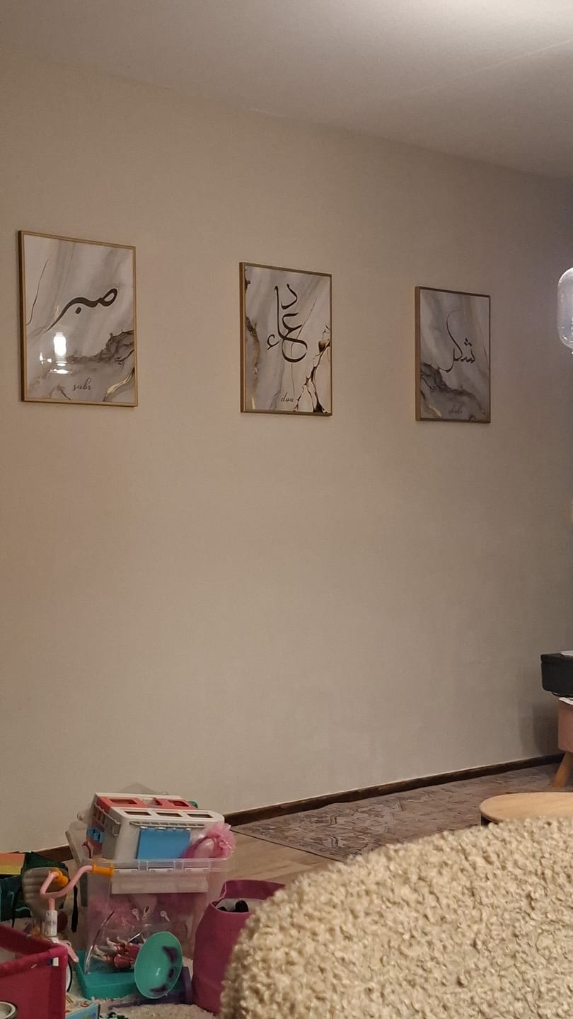 Customer photo review of Shukr, Dua, Sabr - Grey Golden Marble (Poster Set)
