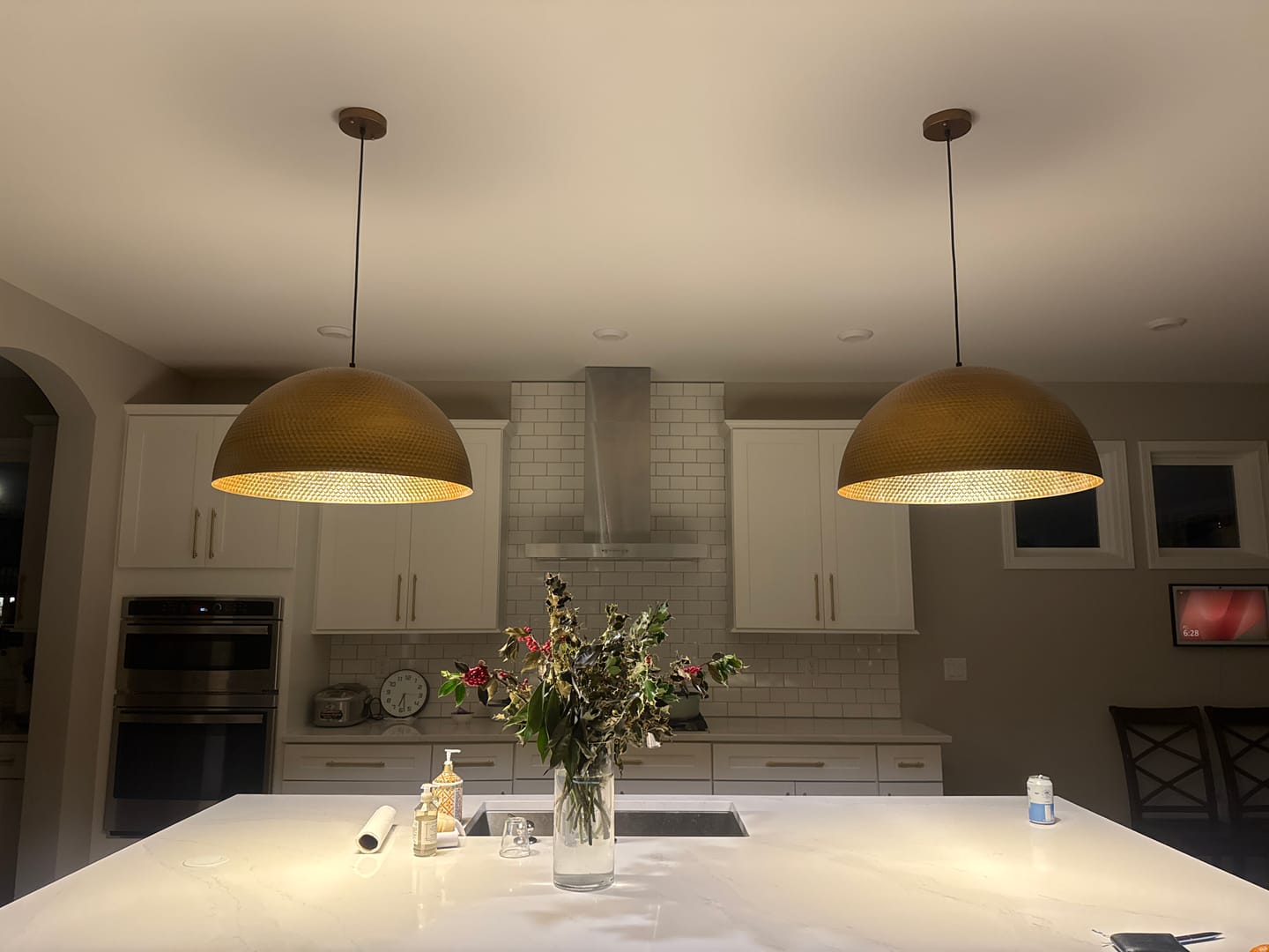 Customer photo review of Vintage Luxe Oversized Hammered Dome Pendant Light