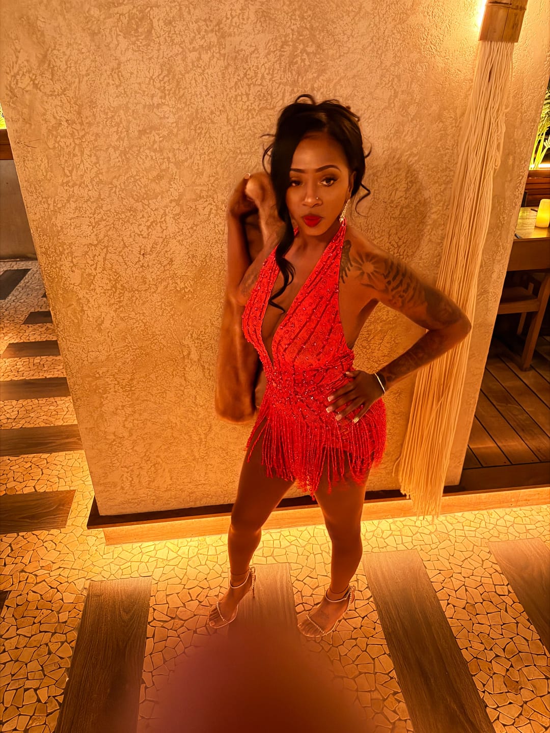 Customer photo review of Primo Pearl Red Playsuit(Ready To Ship)