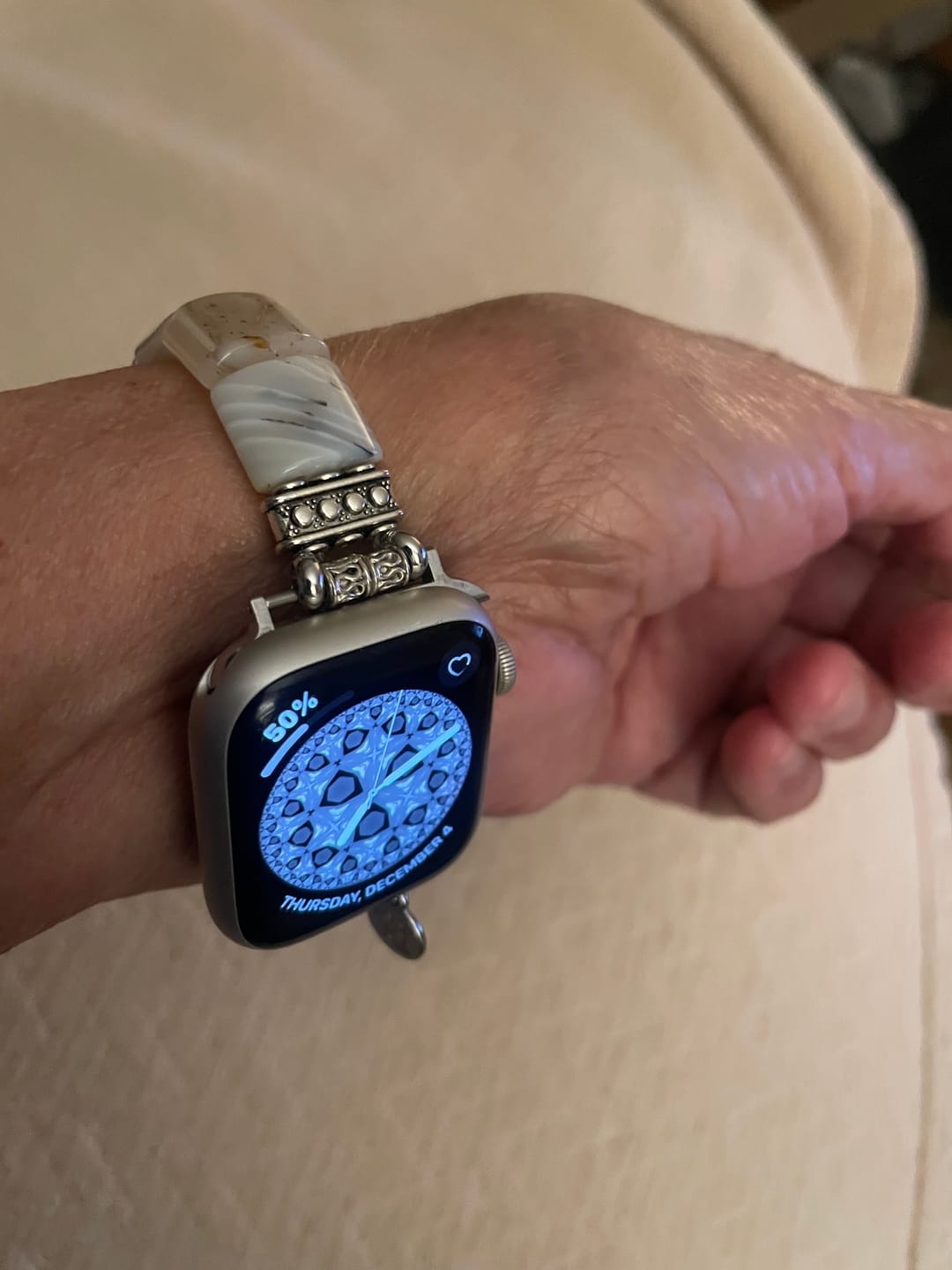 Customer photo review of Sacred Sands Agate Stretch Apple Watch Strap
