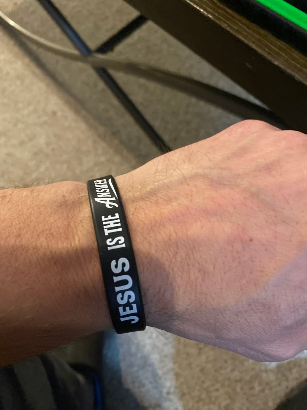 Customer photo review of Jesus Is The Answer Wristband