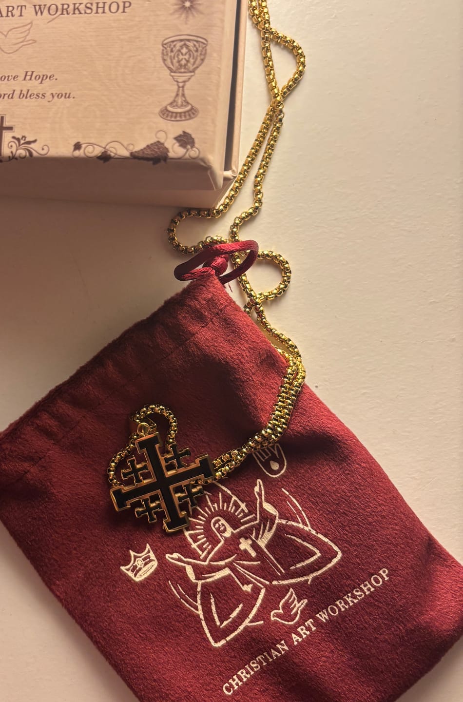 Customer photo review of Christianartworkshop Hip-hop Style Jerusalem Cross Titanium Steel Pendant Necklace
