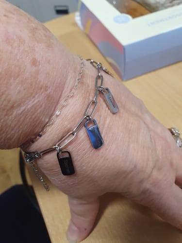 Customer photo review of Personalized Chain Link Bracelet with Custom Name Charms