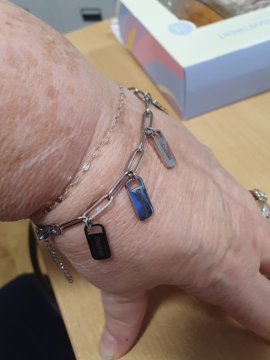 Customer photo review of Personalized Chain Link Bracelet with Custom Name Charms
