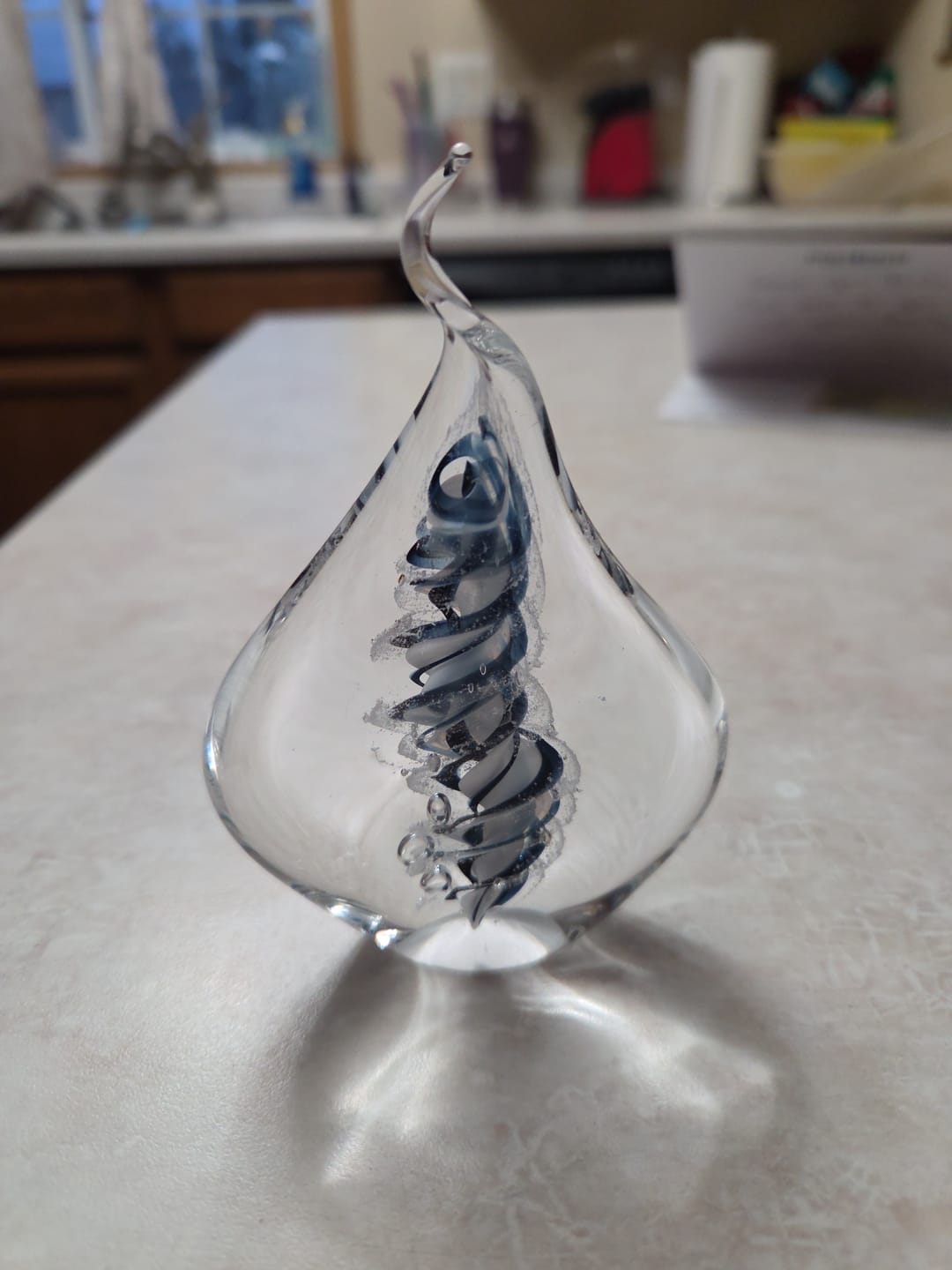 Customer photo review of Memorial Glass Flame with Cremation Ashes