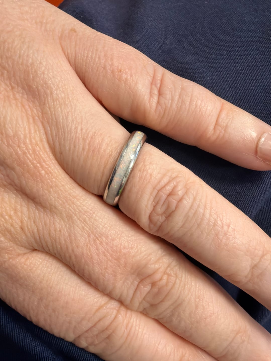 Customer photo review of The White Gold White Opal Wonder Ring Set