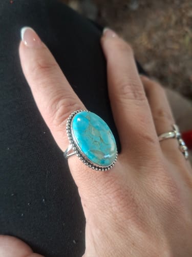 Customer photo review of Blue Mohave Turquoise Solid 925 Sterling Silver Gemstone Ring Jewelry