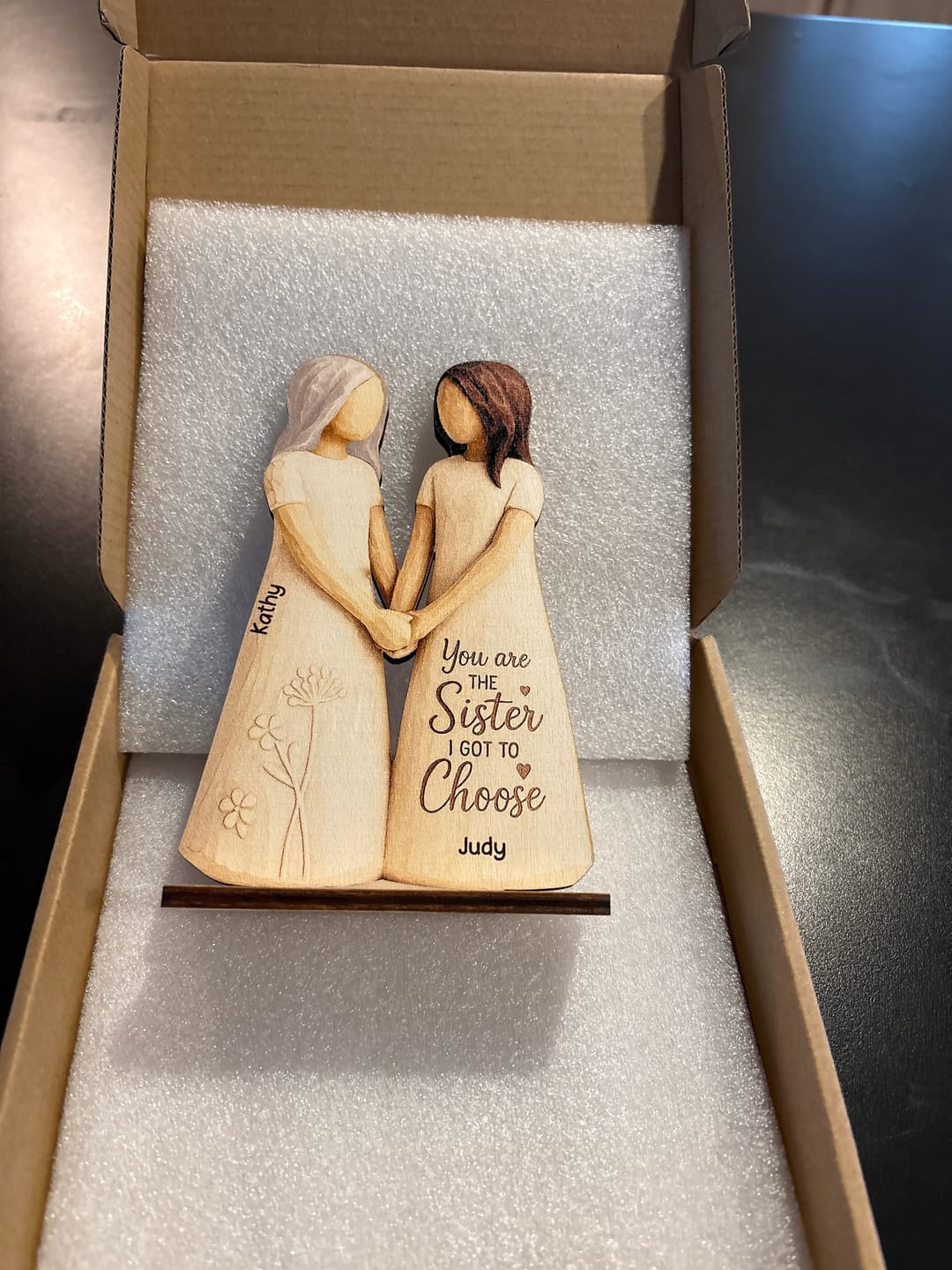 Customer photo review of You Are The Sister I Got To Choose - Personalized Standing Wooden Plaque