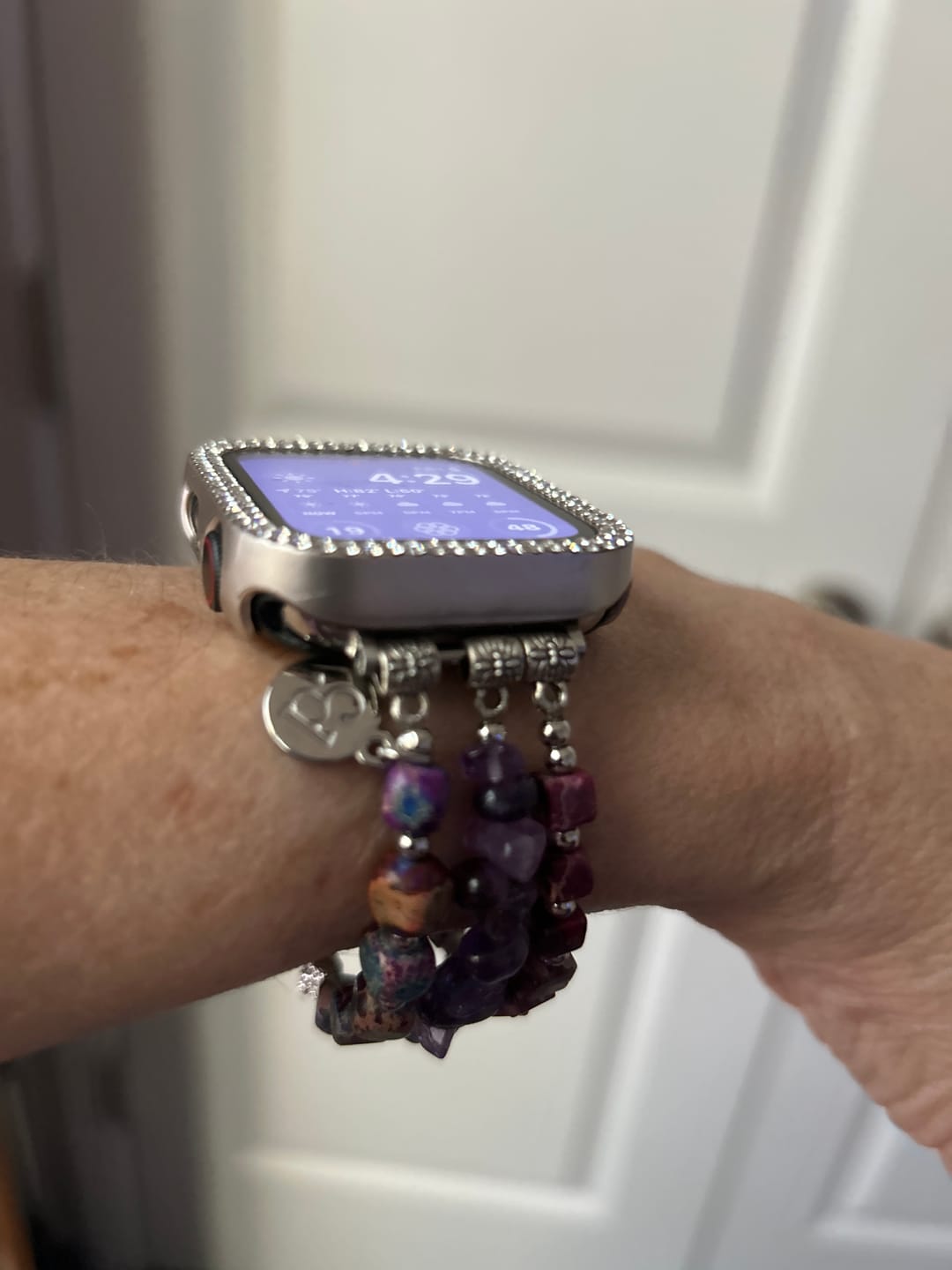 Customer photo review of Royal Amethyst Stretch Apple Watch Strap