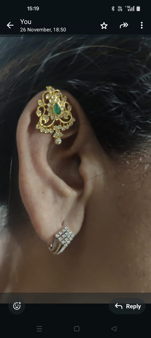 Customer photo review of 22k Gold Plated Tarika Amara Earcuff